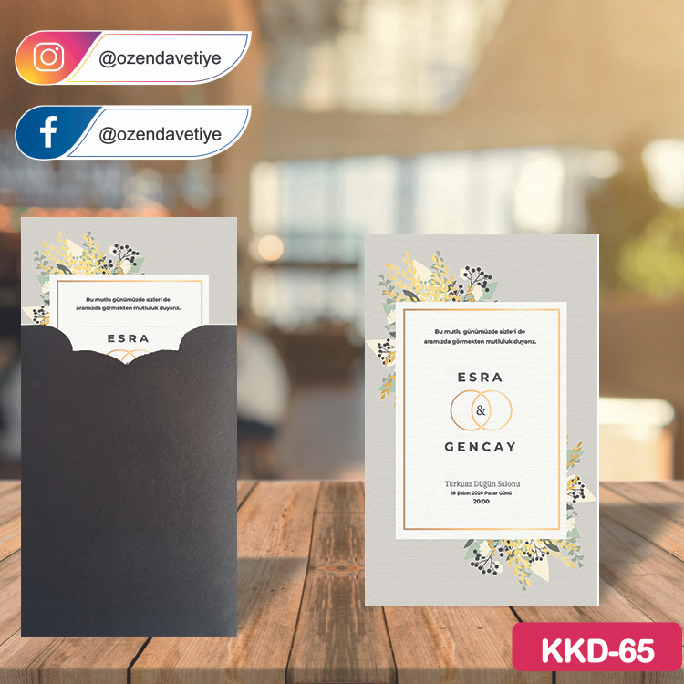 ozen-davetiye-Düğün Davetiyesi-Kahverengi Kraft Zarflı Davetiye Model No:65